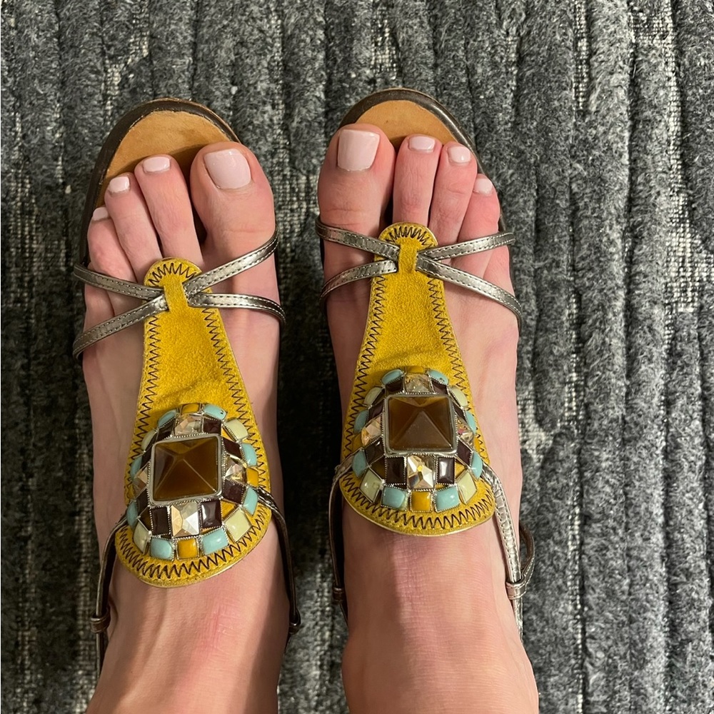 Open Toe Wedge With Rhinestone Embellishment. - image 1